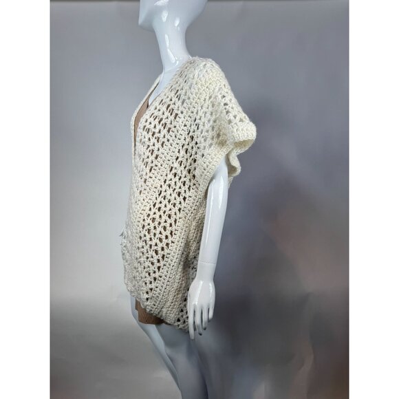 Handmade Crochet Vintage Vest  OS Cream  Crochet Polyester Blend - Picture 9 of 16